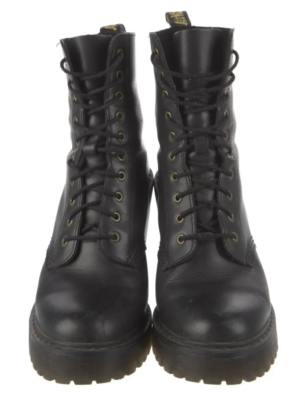 Dr. Martens Kendra leather women’s Black Chunky high Heel Combat Boot size 7 - Picture 2 of 5